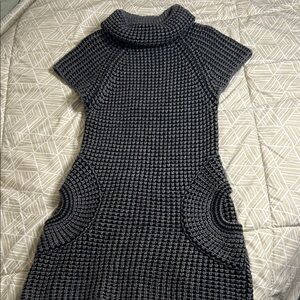 Max Studio Black and Gray Cowl Neck Sweater Dress